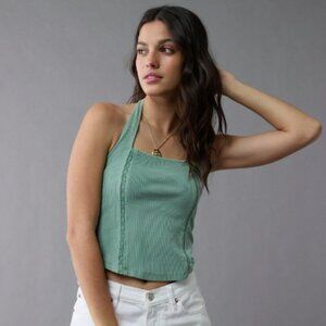 American Eagle Lace Halter Tank Top in sea green